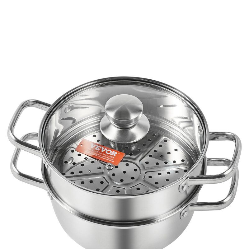 Stainless Steel 9.5'' Steamer Pot with Basket Insert