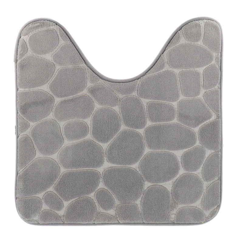 Contour Bath Rug Memory Foam Mat 3D Pebble 20”L x 20”W, Light Gray