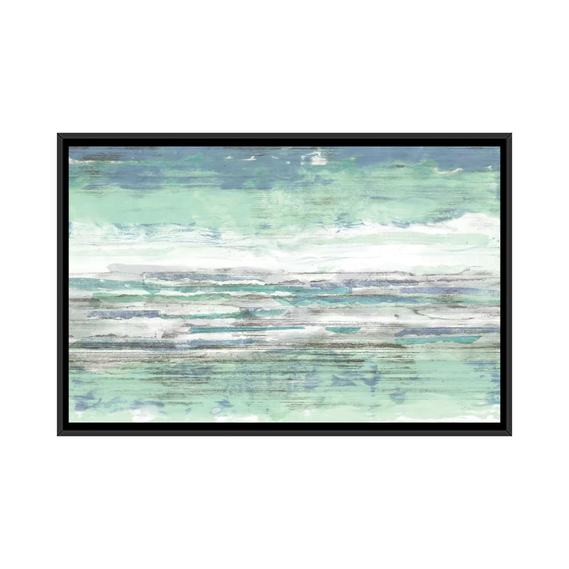 «Seascape Striations II», reproduction sur toile, H 32 po x l 48 po x P 1,5 po, Toile avec cadre noir, Pas de tapis
