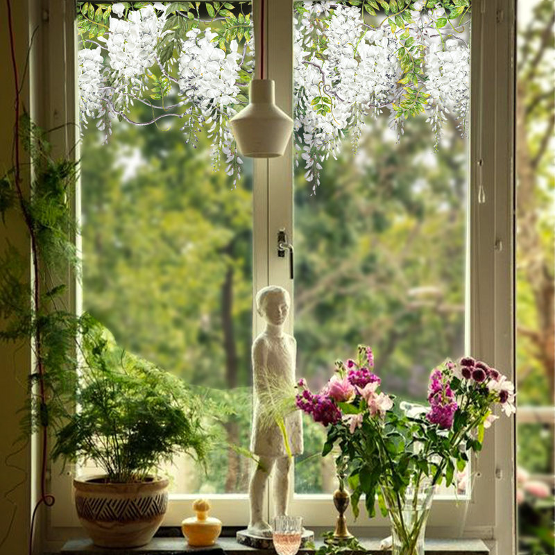 Adhésif décoratif pour fenêtre Wisteria, Blanc