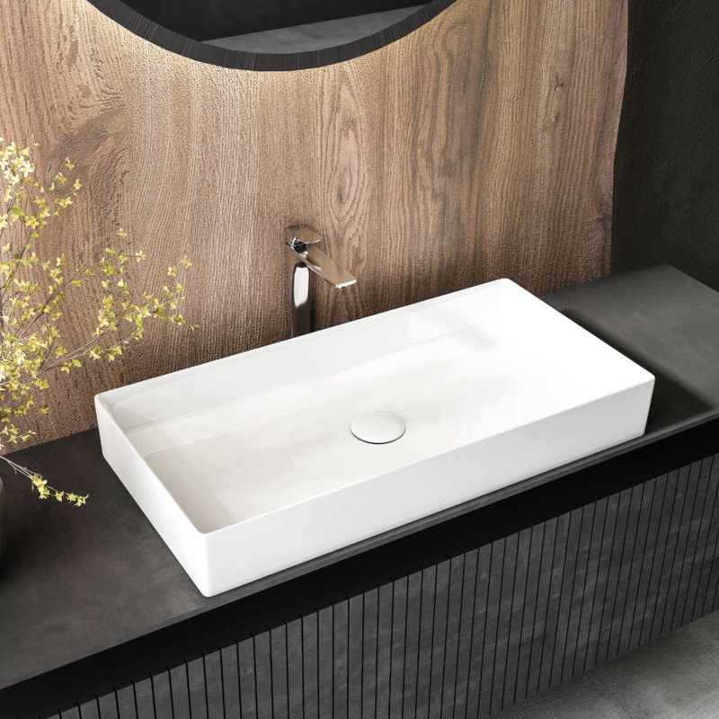 Lavabo de salle de bain vasque en argile réfractaire 29,5 pouces Zeniva T3029-BW