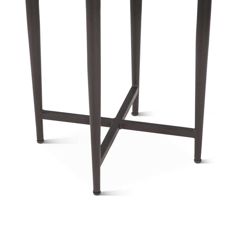 Mumbai 17" Side Table in Grey Septarian with Iron Base