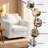 32.7" Wide Upholstered Swivel Accent Armchair With Sloped Arms-153768304