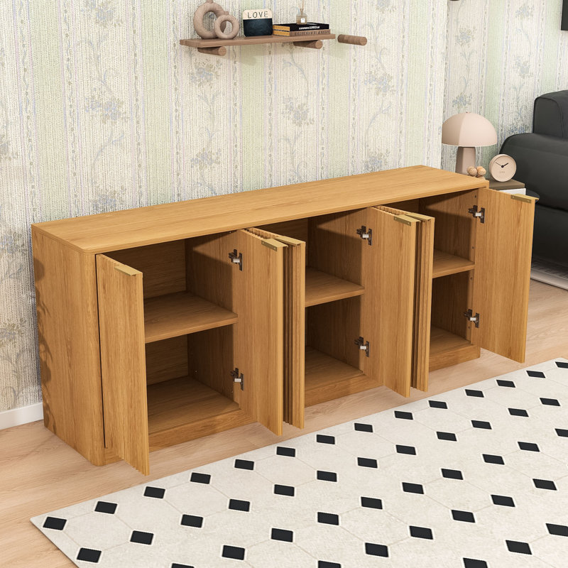 Modern Sideboard with Wave Design – with Ample Storage, Natural