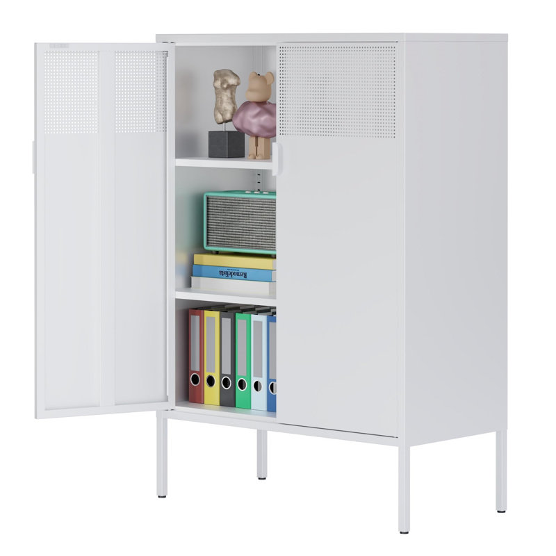 Metal Locker Storage Cabinet, White