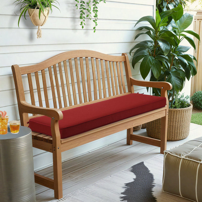 Lucy Eider & Ivory Outdoor 3" Bench Seat Cushion, Red