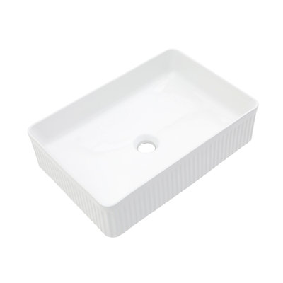 19.63"X13.69" White Ceramic Rectangular Vessel Bathroom Sink