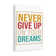 Never Give Up On Your Dreams - Wrapped Canvas Print