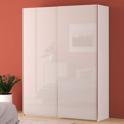 Tangia Modern wardrobe with 2 sliding doors, clothing rail and shelves, engineered wood