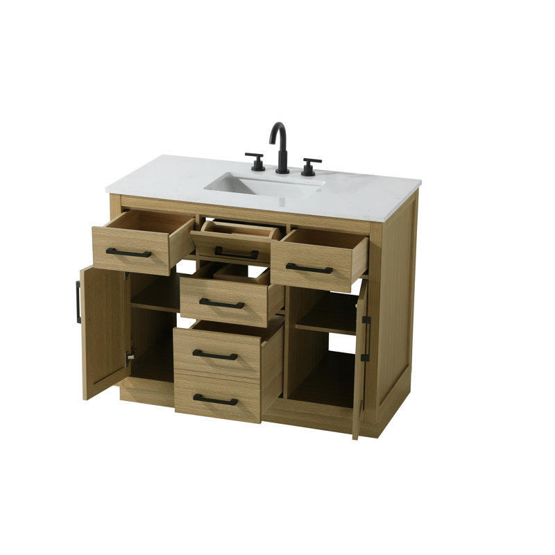 Ensemble de meuble-lavabo simple 42 po Ahner, Brun miel