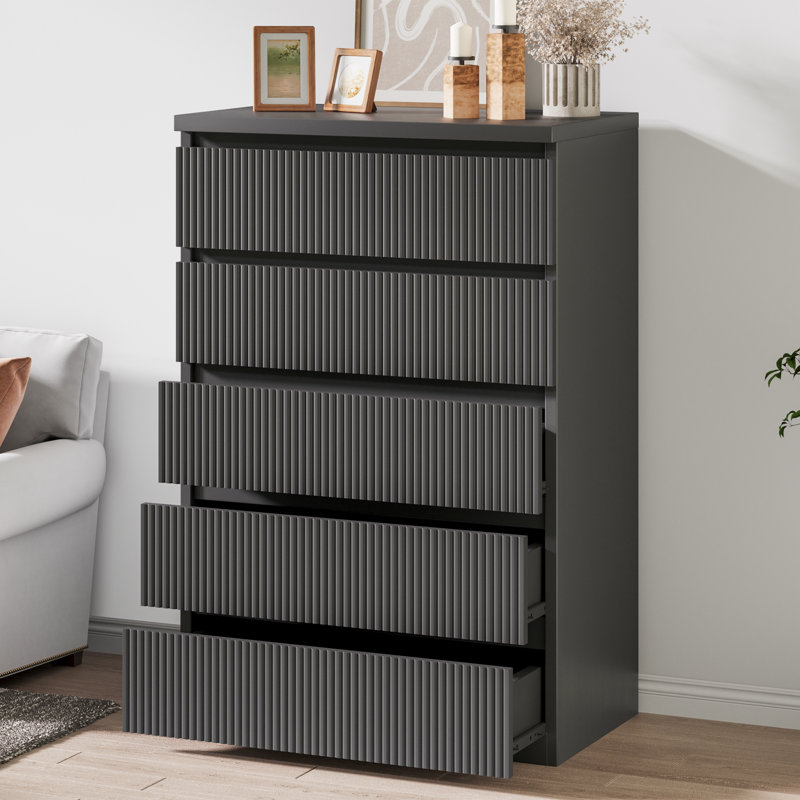 Commode de rangement verticale à 5 tiroirs: rangement compact pour la maison, Noir