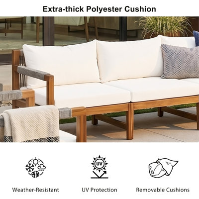 Solid Wood 5 - Person Patio Conversation Set with Cushions
