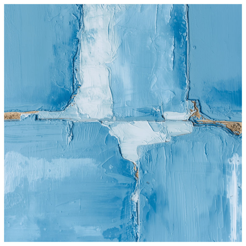 Tapis de bain texturé abstrait bleu, L 34 po x L 21 po