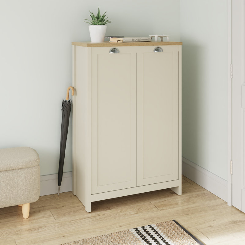 18 Pair Shoe Storage Cabinet, Cream