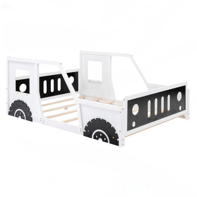 Full Size Classic Car-Shaped Platform Bed With Wheels