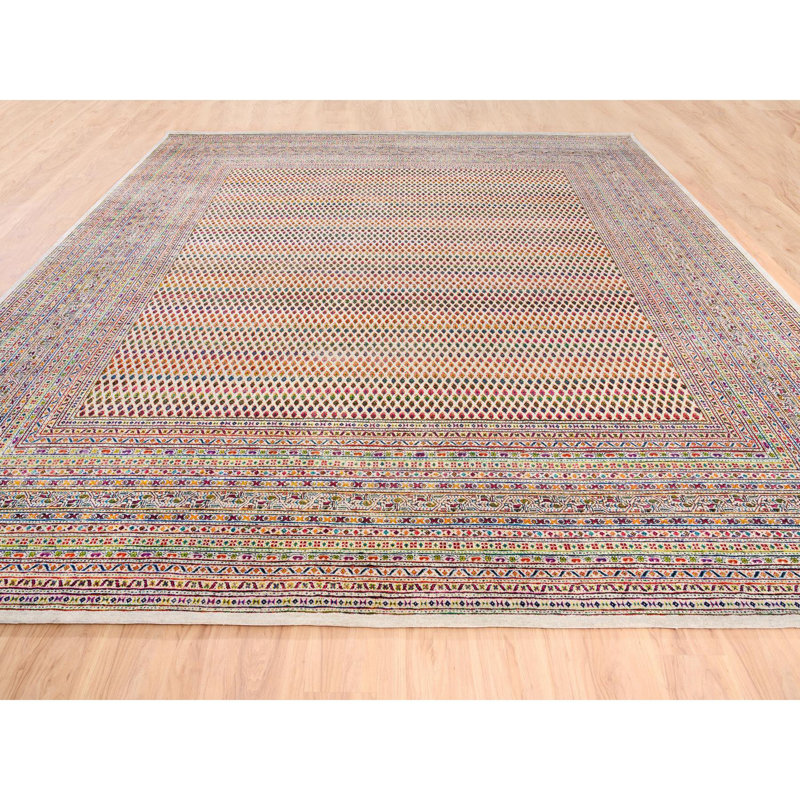 Tapis carré en laine 14 po x 14 po Sarouk Mir