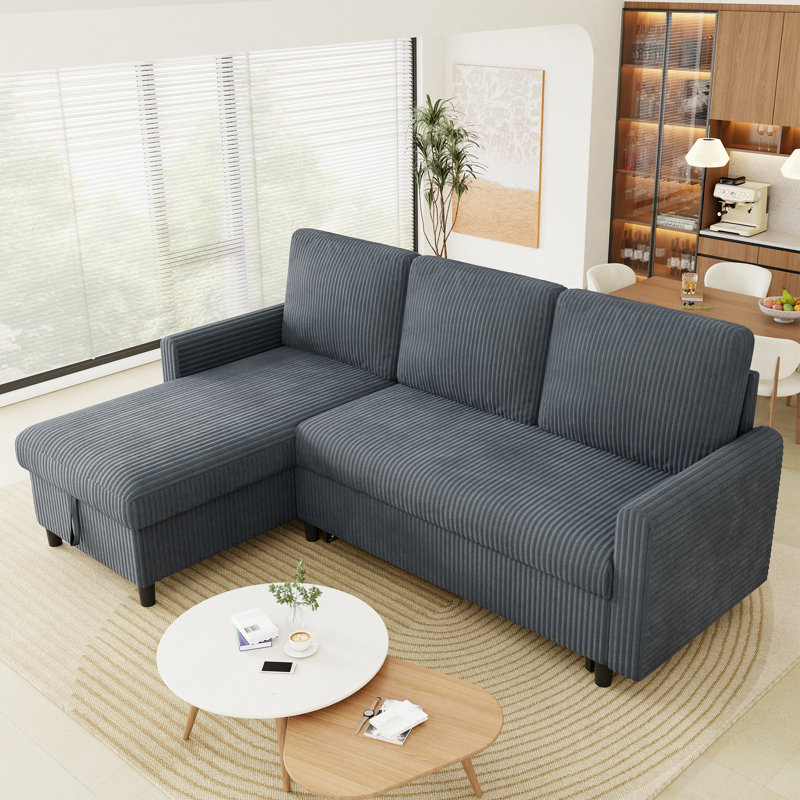 77.2" Upholstered Convertible Sleeper Sofa Bed , Blue