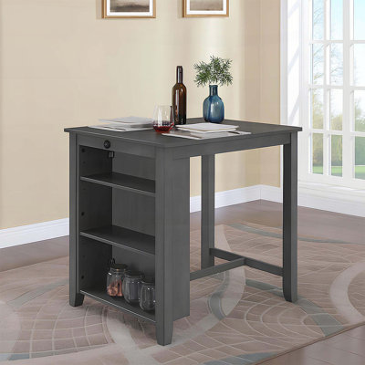 Table de salle à manger à hauteur de comptoir 36 po avec ports USB et tablettes - gris