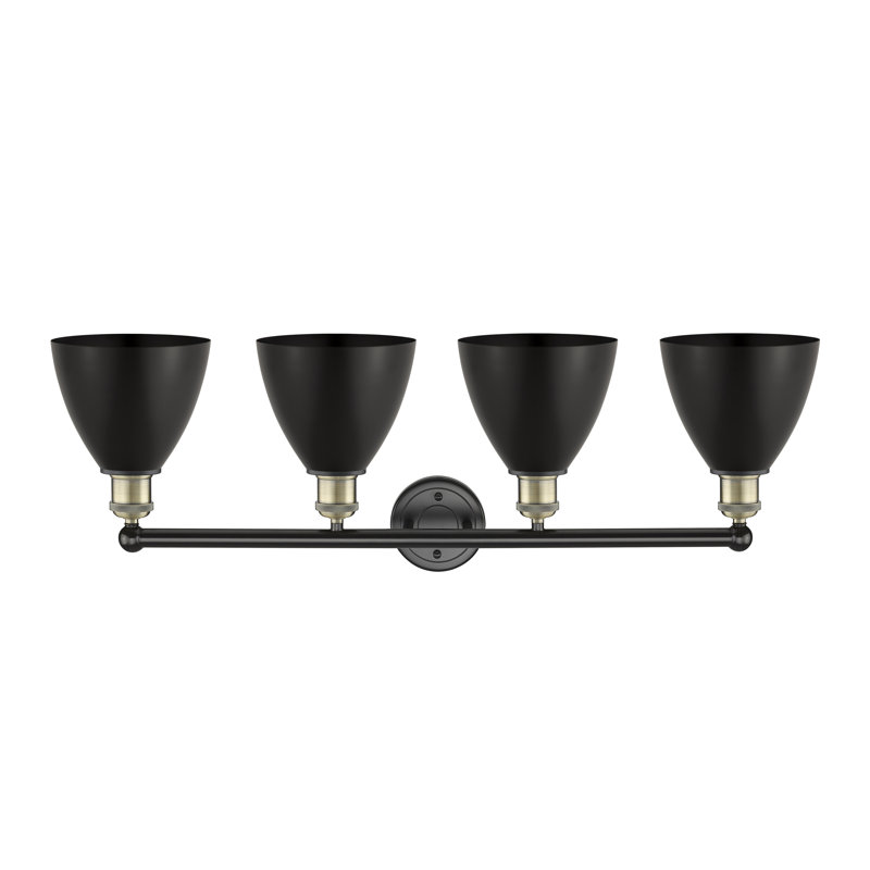 Éclairage pour meuble-lavabo à 4 lumières à intensité variable Amylee, Laiton antique noir, Noir mat