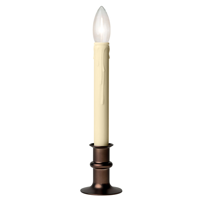 Battery Operated Traditional Adjustable Window Candles - With Remote - Set of 2, Brown