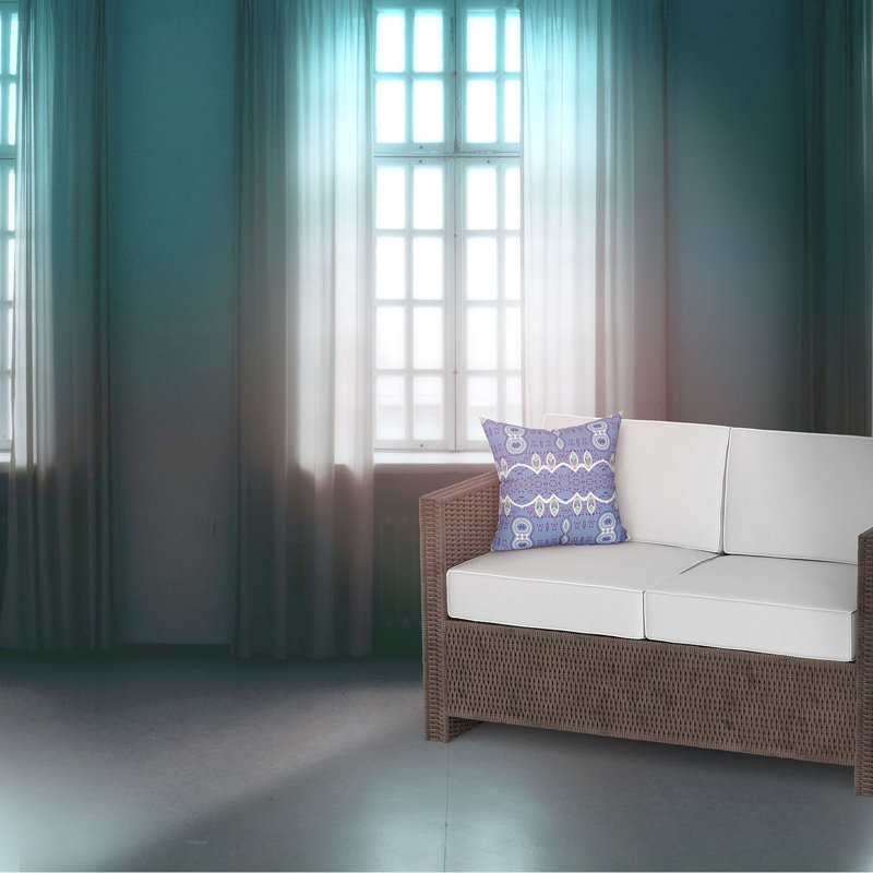  Housse et insert de coussin carré séphaline, 18 po x 18 po, Bleu pâle / blanc