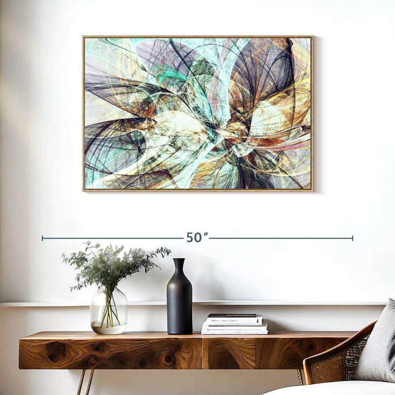 Couleurs dans l'abstrait, Cadre flottant en bois naturel, 37 po x 25 po