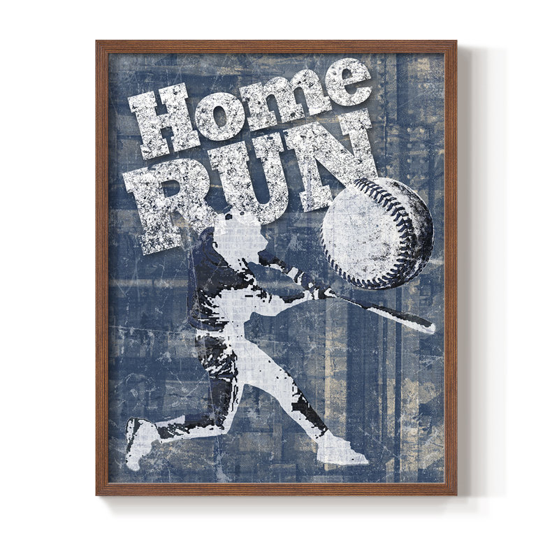 Home Run Hitter Framed Print - Solid Wood, 11" H x 9" W, Walnut