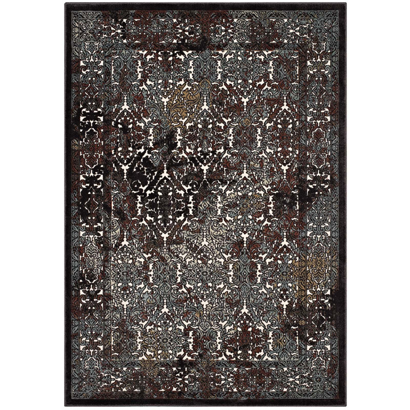 Tapis brun foncé et bleu argenté Westia, Rectangle de 5 pi x 8 pi