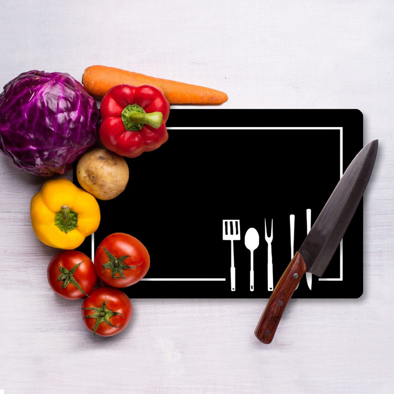 Tempered Glass Cutting Board, 7.9 x 11.8 inches | 100% Antibacterial, Easy-Clean Surface, Non-Slip Silicone Feet | Perfect for Food Prep & Serving, Durable & Stylish Kitchen Essential, Not Dishwasher Safe