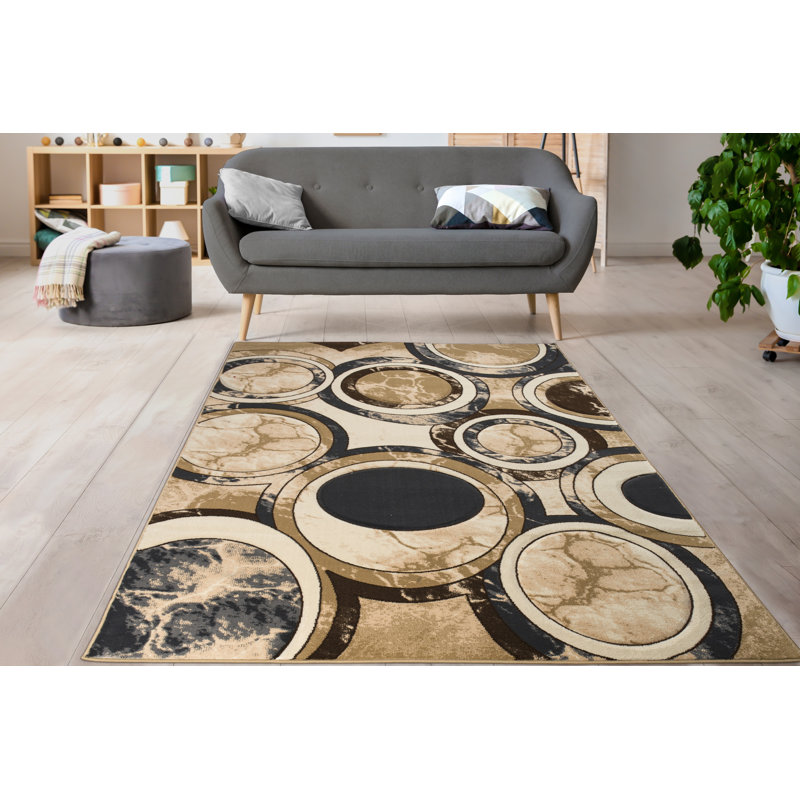 Tapis rond gris / beige Tyka, Rectangle 6 pi 9 po x 9 pi 6 po