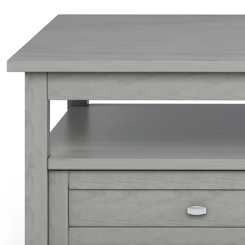 Fog Gray Solid Wood Coffee Table with Storage