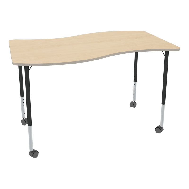 Table d'activité à hauteur ajustable avec roulettes Structure Series Wave, L 48 po x l 30 po, Érable, Érable / noir