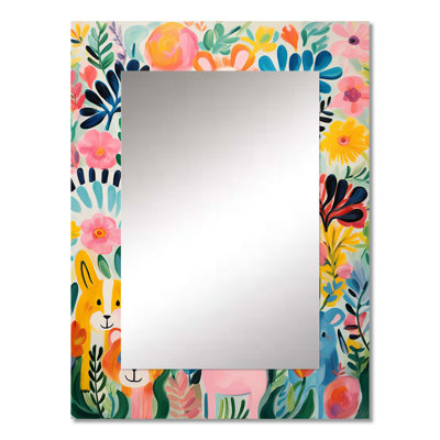 Nursery colorful Animal pattern IV - Animal Nursery Decorative Mirror, Nursery Wall Mirror, Printed Metal Art
