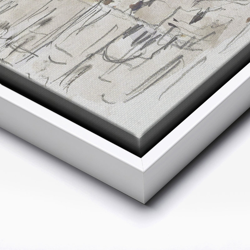 Dessin abstrait, Canvas, White Framed, 16"H x 20"W