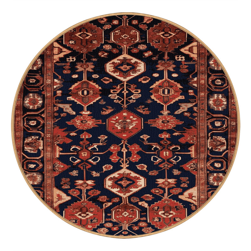 Tapis brun lavable à la machine, Rond 5 pi