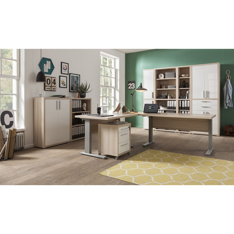 Stampa Writing Desk, 70cm H x 120cm W x 80cm D, Light Brown/Silver