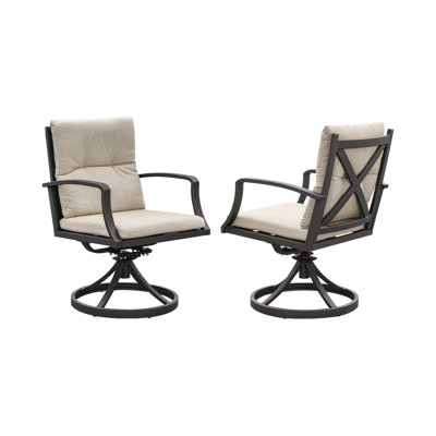 SeeHill Swivel Patio Dining Chairs Set of 2, Outdoor Swivel Dining Chairs with Washable Cushions, All Weather Aluminum Outdoor Chairs Patio Furniture