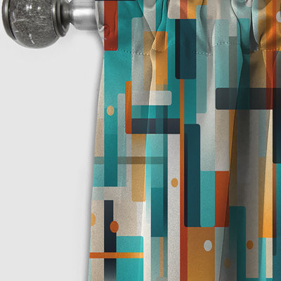Orange And Green Popart Pop Culture Pixels III - Stripped Striped Blackout Curtain - 1 Panels