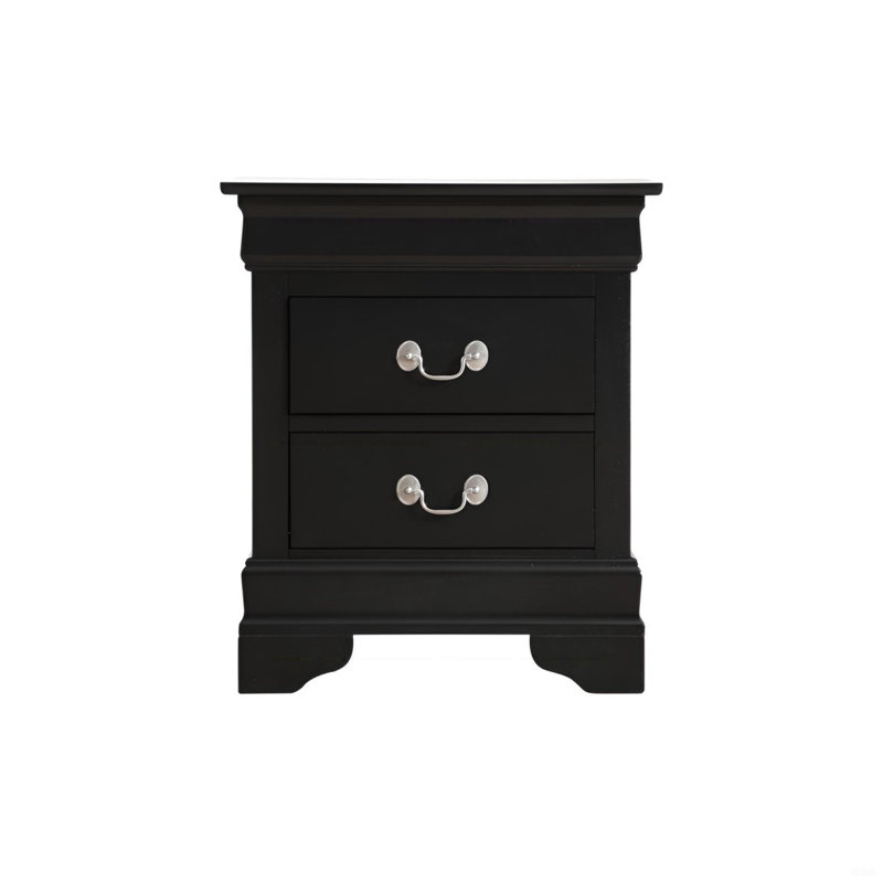 Table de chevet élégante avec 2 tiroirs, Noir