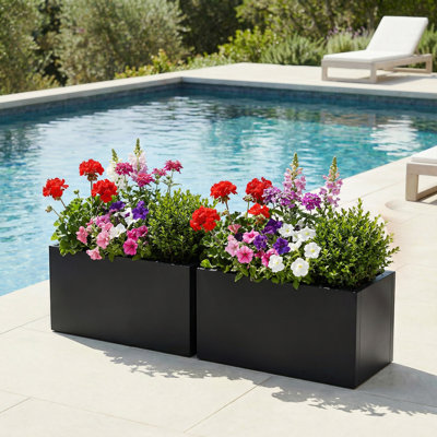 Jardinières rectangulaires en métal pour plantes d'extérieur