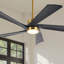 Ventilateur de plafond 5 lumières DEL transitionnel moderne en bois massif avec lumière à intensité variable et télécommande-1376541968-1376541970