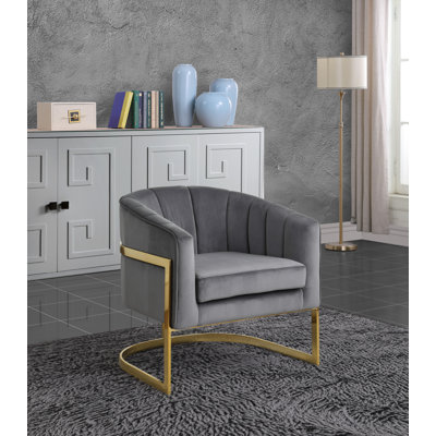 Fauteuil demi-tonneau en velours 30 po Carter