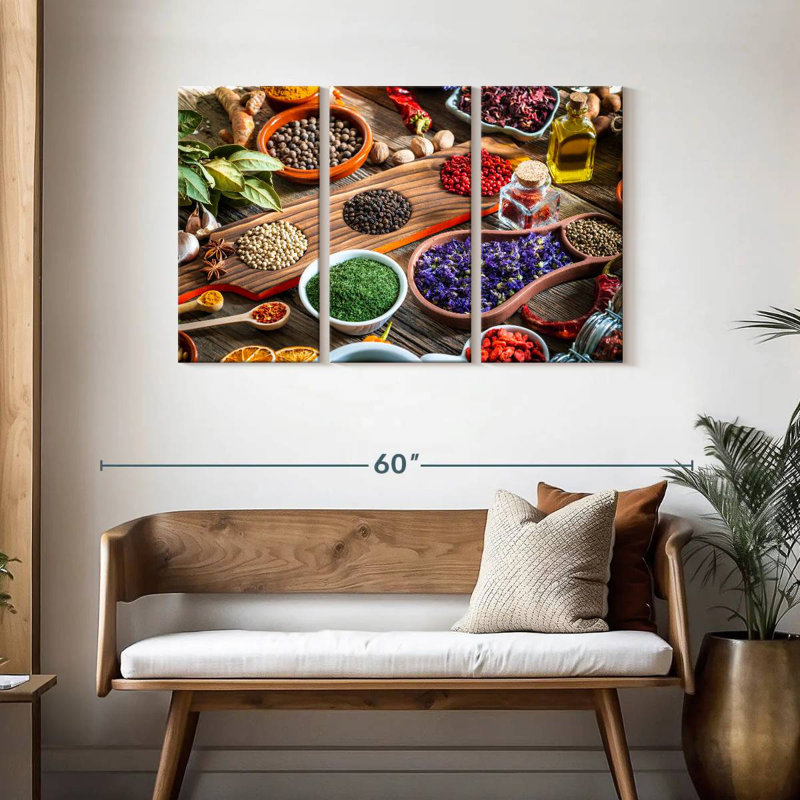 Yarlin Rustic Kitchen Herbs And Spices, 28" H x 45" W