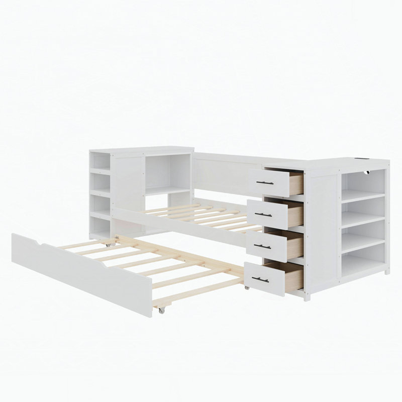 Lit avec rangement et bureau multifonctionnel