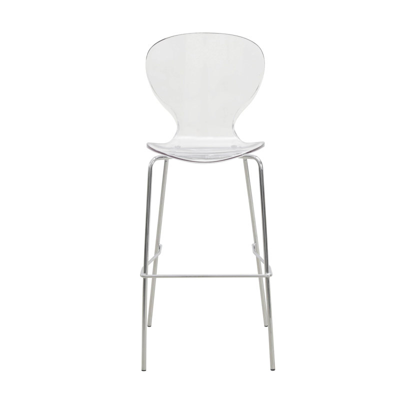 Edenfield Acrylic Barstool with Steel Frame in Chrome Finish, Clear