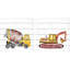 «Mixer Truck and Excavator Diptych», impression sur bois blanc 2 pièces-61221969