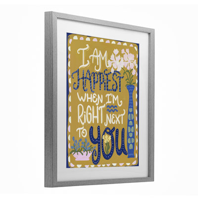 Happiest Next To You Framed Print Under Glass, design by Connie Summers