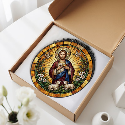 Panneau de vitrail en verre coloré, 7,8 heures