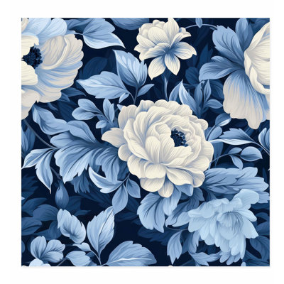 «Floral Dreaming of Flowers Blue Cottage», reproduction d'art non encadrée