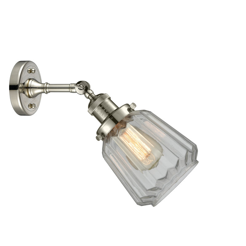 Appliquee à bras 1 lumières Vinson, Nickel poli, Transparent